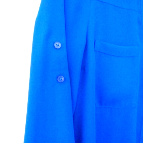 EXPRESS Portofino Women's Cerulean Blue Long Sleeve Button Down Shirt Small - Picture 6 of 11